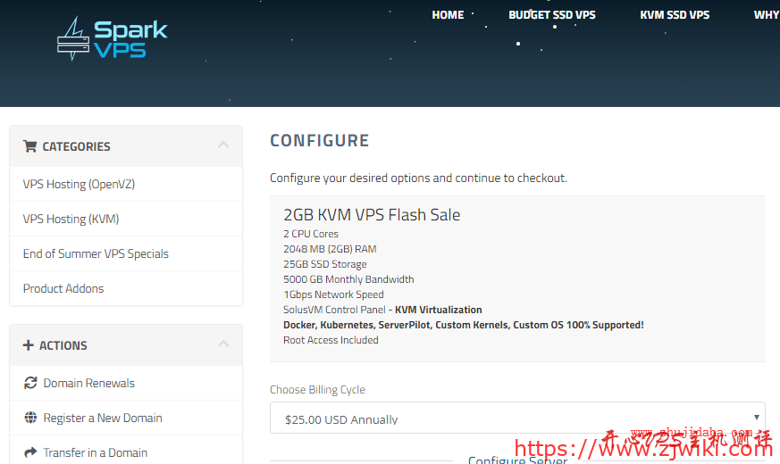 SparkVPS – 达拉斯&纽约 KVM VPS 促销 $25/年