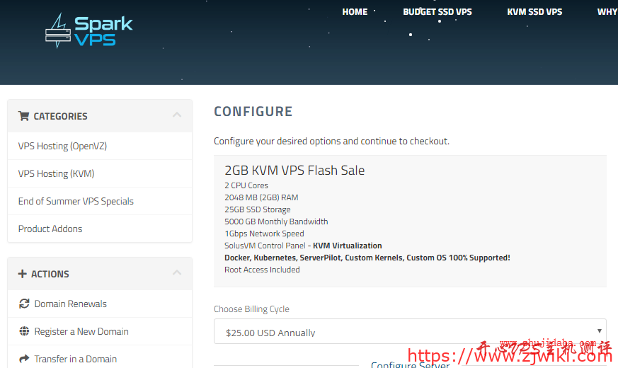 SparkVPS – 达拉斯&纽约KVM VPS促销 $25/年