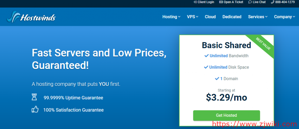 Hostwinds：$4.49/月/1GB内存/30GB SSD空间/1TB流量/1Gbps端口/KVM/西雅图/达拉斯/荷兰；随时更换IP