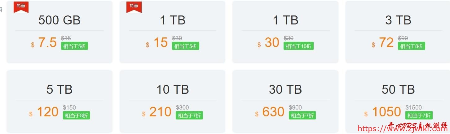 Nodecache：CDN服务，支持按流量付费和购买流量包，500GB流量，7.5美金