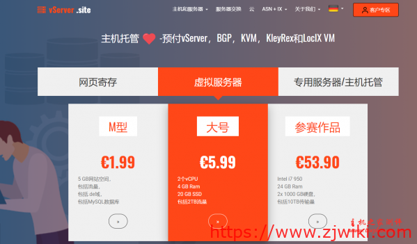 vServer.site：€2/月/1GB内存/5GB SSD空间/不限流量/200Mbps端口/KVM/德国