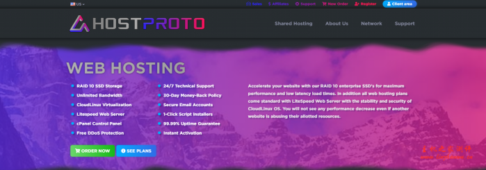Hostproto：$7.5/年/25GB SSD 空间/不限流量/1Gbps 端口/DDOS/洛杉矶