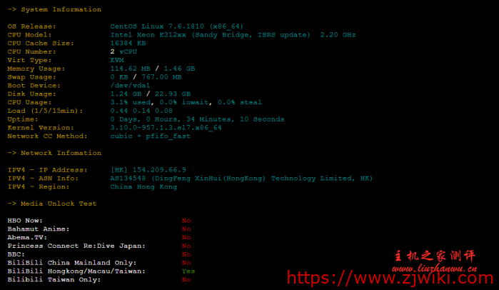 #真实测评#bytedynasty：香港CN2 2核/1.5G/23GSSD/10M带宽/768GB流量，34元每月，建站VPS