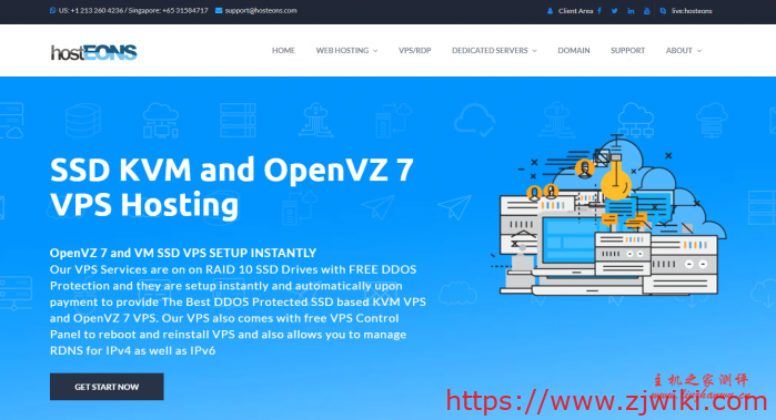 Hosteons：$14.7/年/512MB内存/10GB SSD空间/500GB流量/1Gbps端口/100Gbps DDOS防护/KVM/洛杉矶/拉斯维加斯/纽约等