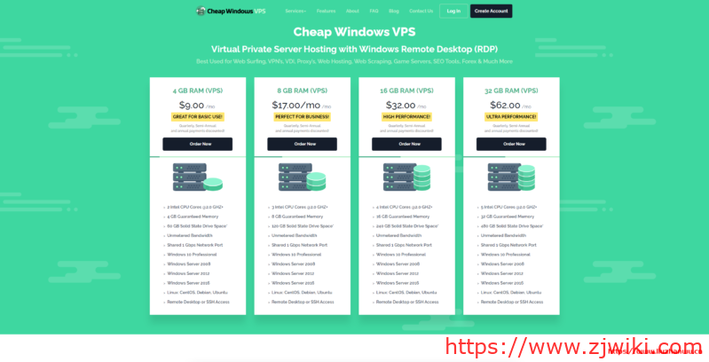 CheapWindowsVPS首月8折,4G内存1Gbps不限流量KVM首月7.2美元,8机房可选