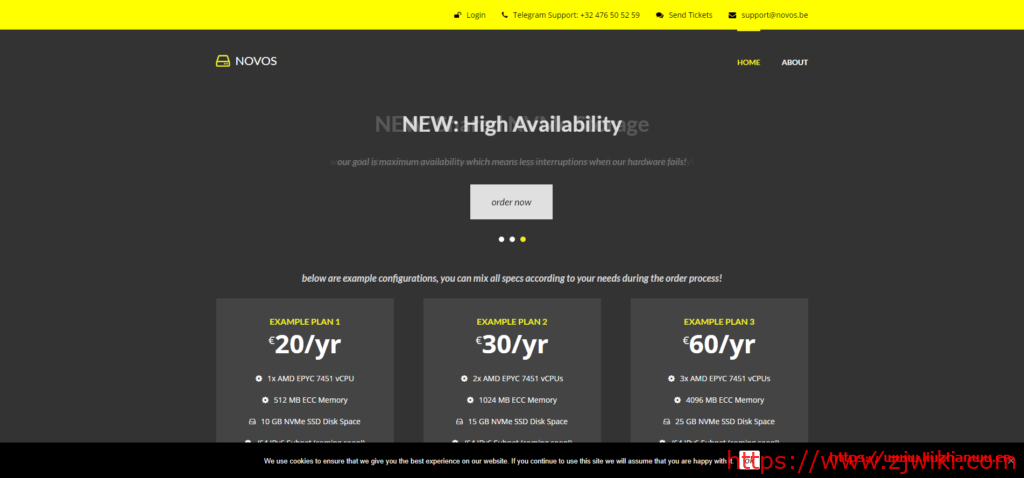 NOVOS：€2/月/512MB内存/10GB NVMe空间/256GB流量/1Gbps端口/DDOS/KVM/比利时