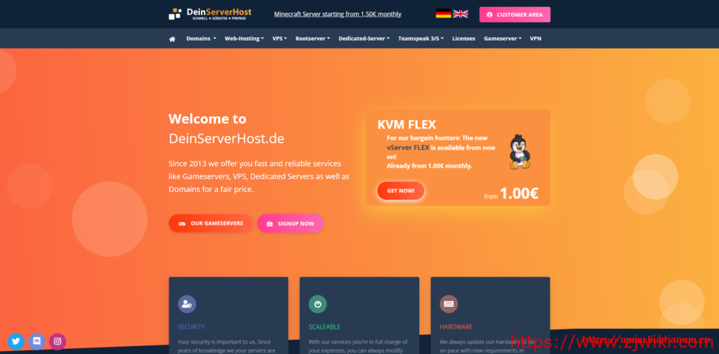 【黑五】DeinServerHost：€20/月/I3-6100/16GB内存/2TB硬盘/30TB流量/1Gbps端口/DDOS/KVM/德国