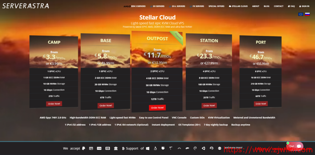 【黑五】ServerAstra：匈牙利KVM VPS，不绕美，版权宽松，10Gbps端口，55折优惠，1GB内存，月付2.19欧