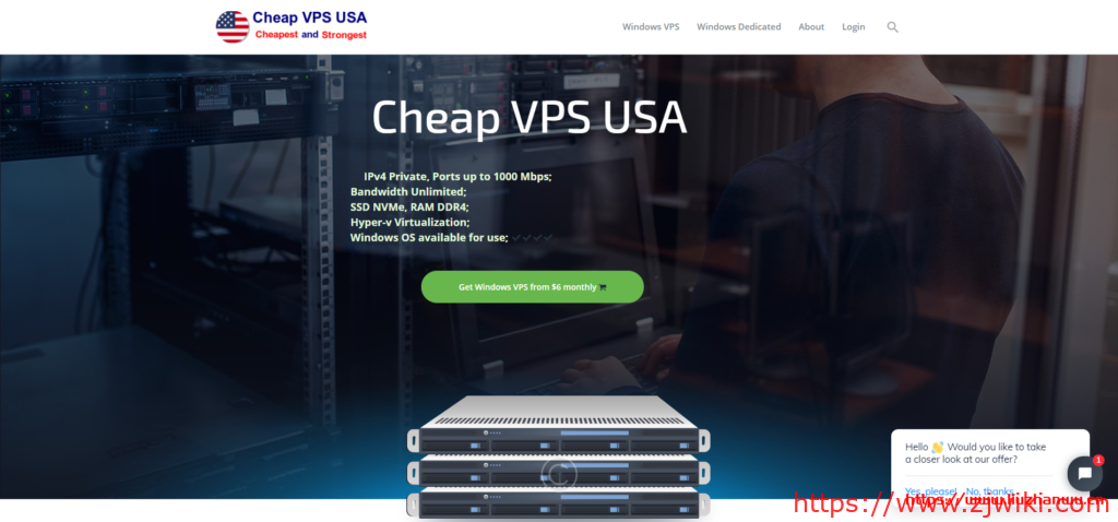 Cheap VPS USA：$8/月/1GB 内存/15GB SSD 空间/不限流量/1Gbps 端口/Hyper-V/新加坡