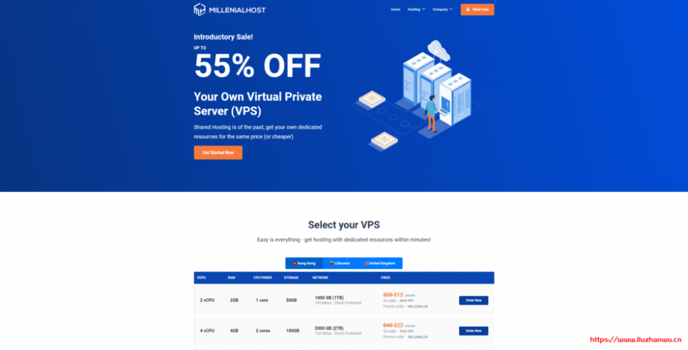 Millenial.Host：/月/512MB内存/10GB SSD空间/1TB流量/100Mbps端口/KVM/香港