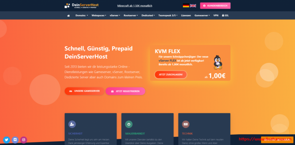 DeinServerHost 德国 VPS：有大硬盘存储型 VPS，Windows VPS，KVM NVMe vServer VPS，3€/月起
