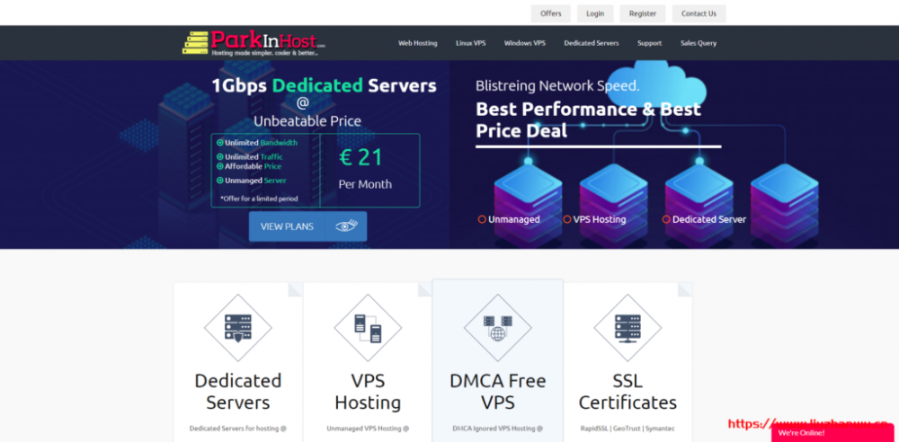 ParkinHost：俄罗斯离岸主机，抗投诉VPS，200Mbps带宽/莫斯科CN2线路/不限流量/无视DMCA/55折促销26.4欧元 /年起