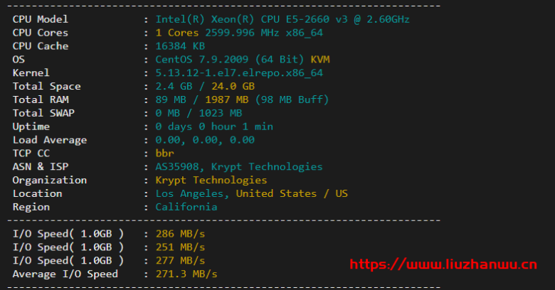 krypt机房VPS品牌ion cloud：圣何塞数据中心cn2 gia vps简单测评