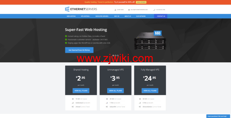 EtherNetservers：美国服务器，可选洛杉矶和新泽西机房，E3/16G/5IP，1Gbps 不限流量，$89.95/月起