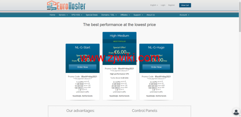 #黑五#EuroHoster：vps服务器70%优惠，独立服务器30%优惠，荷兰机房/保加利亚机房，€1.5/月起