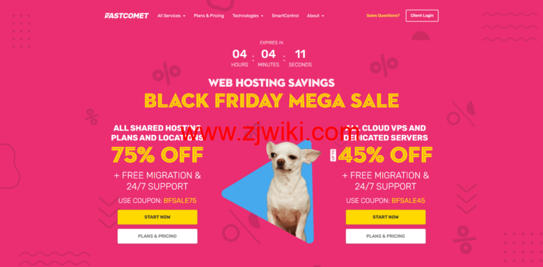 #黑五#fastcomet：全线产品优惠，共享主机最高享75%折扣，vps/专用服务器享45%折扣，仅此一天