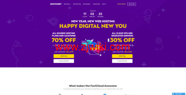 FastComet：新年促销，虚拟主机高达 70%优惠，VPS 和专用服务器 3 折