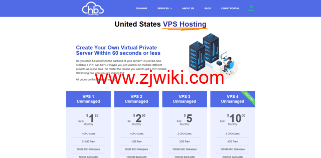 HBHosting：美国堪萨斯机房，1核/512MB内存/50GB SSD硬盘/500GB流量/1Gbps端口，.25/月