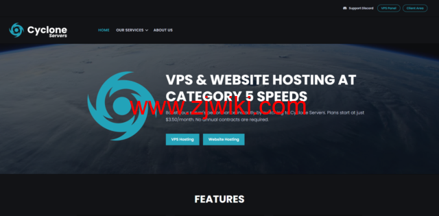 CycloneServers：美国便宜vps，4核@Ryzen/8GB内存/75GB SSD硬盘/4TB流量/10Gbps端口，/月