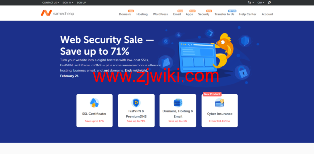 Namecheap：SSL证书17%优惠，5年付仅需29.95美金