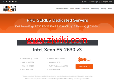 TurnkeyInternet：美国便宜独立服务器，E5-2630 v3/120GB固态硬盘/10TB流量/1Gbps带宽，/月，30天退款保证