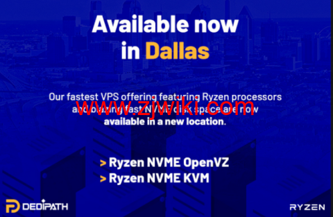 #上新#DediPath：美国便宜 vps，达拉斯机房，AMD Ryzen VPS，1 核/512M 内存/10G NVME 硬盘/1TB 流量/1Gbps 带宽，$44.00/年