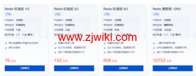 腾讯云：云数据库 TencentDB for Redis，标准版 1G，76元/月起