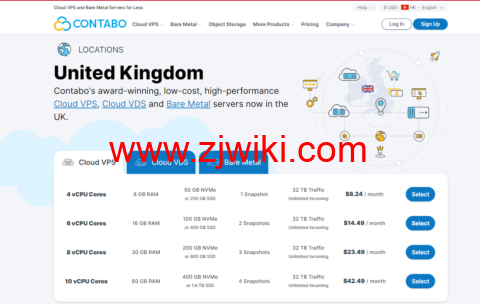 contabo：英国机房上线，免安装费，4核/8G内存/200G SSD硬盘/32T流量/200Mbps带宽，年付€66.89起