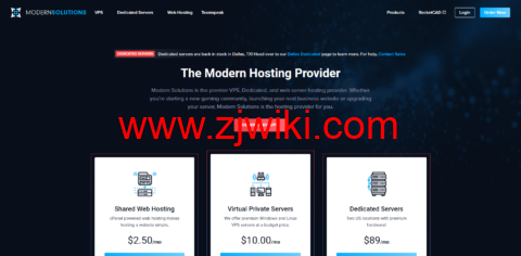 ModernSolutions：美国 VPS，1 核/1G 内存/25G SSD 硬盘/10T 流量/1Gbps 带宽，$2.5/月，可选洛杉矶/达拉斯机房