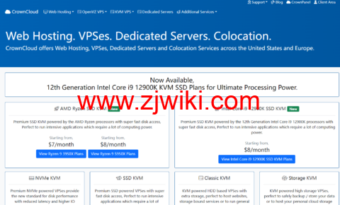 CrownCloud：美国vps，洛杉矶QN机房，AMD Ryzen 9 3950X系列vps，/月起，AMD Ryzen 9 5950X 系列vps，/月起