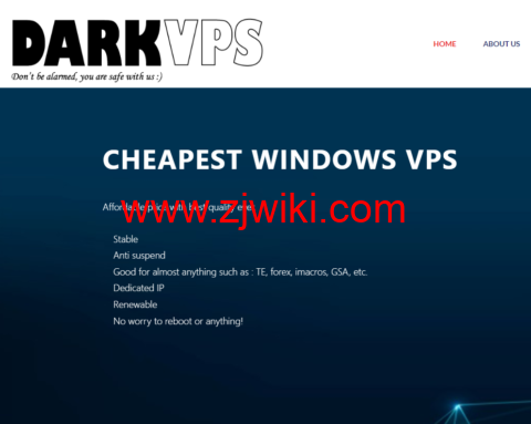 DarkVPS：便宜windows vps，加拿大机房，1核/1GB内存/30GB SSD硬盘/不限流量/100Mbps带宽，/月起