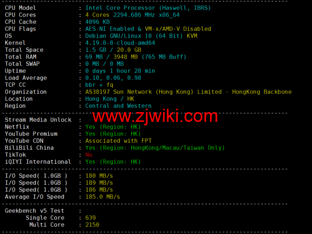 #适合建站#稳爱云：香港cn2 gia线路，原生IP，1核/1G内存/40G硬盘/300G流量/10Mbps带宽，36元起，附简单测评