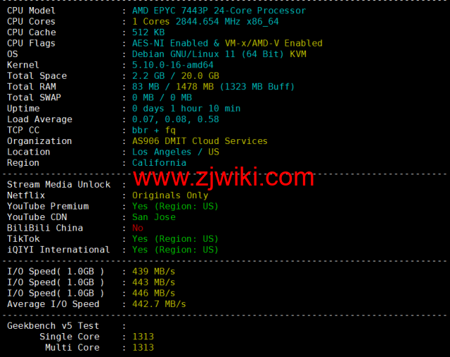 DMIT：圣何塞VPS，as4837线路，.9/月起，解锁美区tiktok，简单测评，告诉你机器配置，线路怎么样