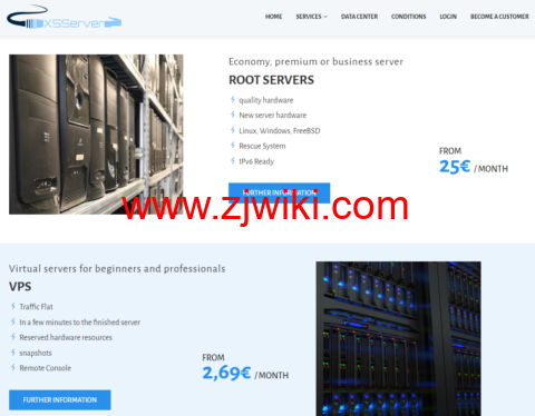 XSServer：荷兰 vps，1 核/2GB 内存/20GB SSD 硬盘/不限流量/100Mbps 带宽，€2.69/月起
