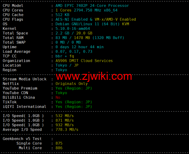 DMIT：日本PVM.TYO.Lite vps，月付.9，三网移动CMI线路，原生IP，解锁tiktok、Netflix、Disney+等流媒体，简单测评
