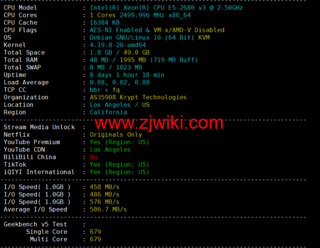 #2022年10月#iON Cloud：美国洛杉矶机房vps，1核/2G内存/40GB SSD/1TB流量/1Gbps带宽，/年，原生ip，解锁美区tiktok等，简单测评