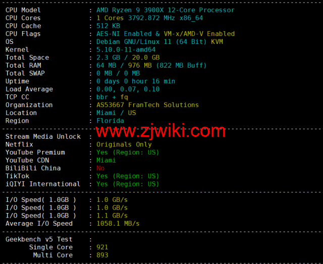 BuyVM：迈阿密机房，AMD Ryzen和NVME存储高性能VPS，1Gbps不限流量，.50/月起，原生ip解锁美区tiktok，简单测评