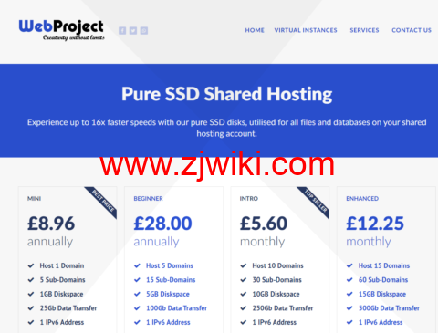 web-project：英国vps，2核/2GB内存/20GB SSD/2TB流量/1Gbps带宽，£5.60/月起