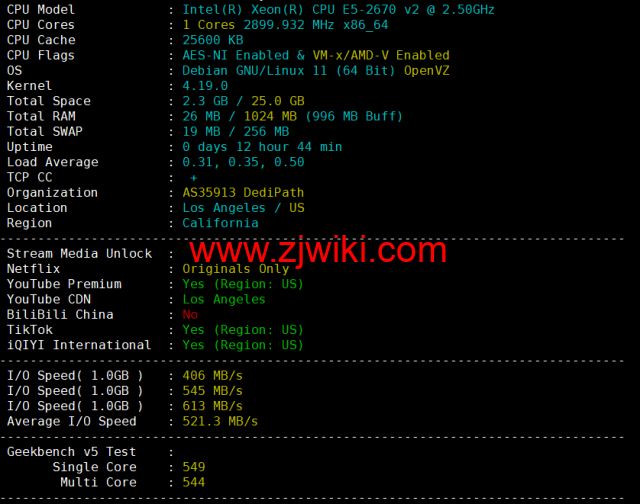 EtherNetservers：美国洛杉矶机房，年付12美元起，原生ip，解锁tiktok，简单测评