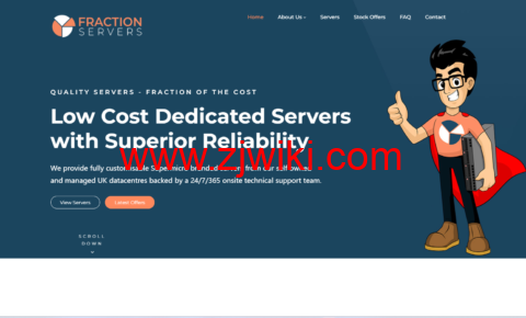Fraction Servers：英国独立服务器，E3-1230/32GB 内存/1TB SSD 硬盘/20TB 流量/1Gbps 带宽，£29/月起
