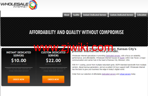 WholesaleInternet：堪萨斯独立服务器，Dual Atom/2GB内存/500GB SATA硬盘/不限流量/100Mbps带宽，/月起