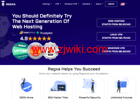 REGXA：全场VPS/共享主机，5折优惠，1核/1G内存/15gNVMe/1Gbps带宽，.5/月起，可选windows
