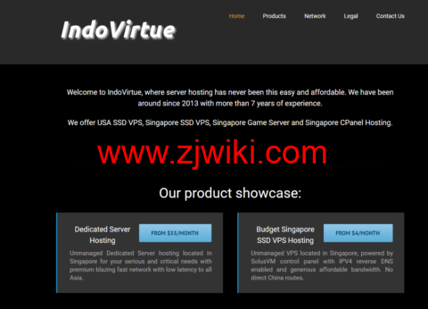 IndoVirtue：美国VPS，/月起，新加坡10Gbps带宽VPS，/月起，支持PayPal