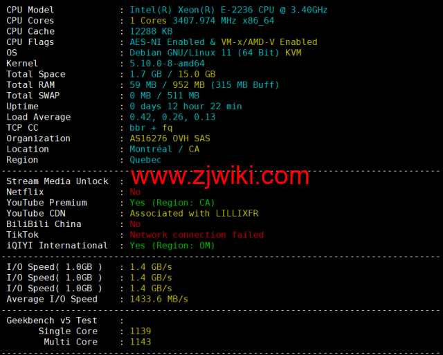REGXA：加拿大博阿努瓦机房vps，1核/1G内存/15gNVMe/1Gbps带宽，.5/月起，简单测评