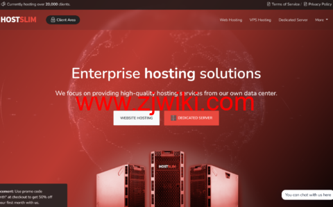 hostslim：荷兰VPS，1核/1GB/10GB/10Gbps端口不限流量，€12.95/年