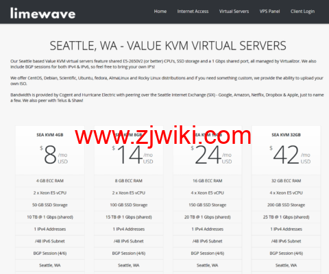 Limewave：西雅图机房 vps，1 核/1GB/15GB SSD/3TB/1Gbps 带宽，$12.9/年起