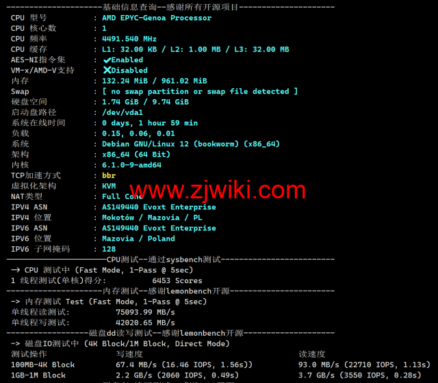Evoxt：波兰华沙数据中心，1Gbps带宽，.8/月起，简单测评