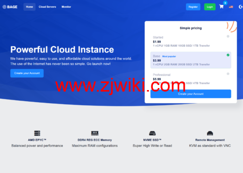 BageVM：盐湖城vps，AMD Ryzen9 9950X@1核/1GB/10GB/4TB@1Gbps带宽，/月